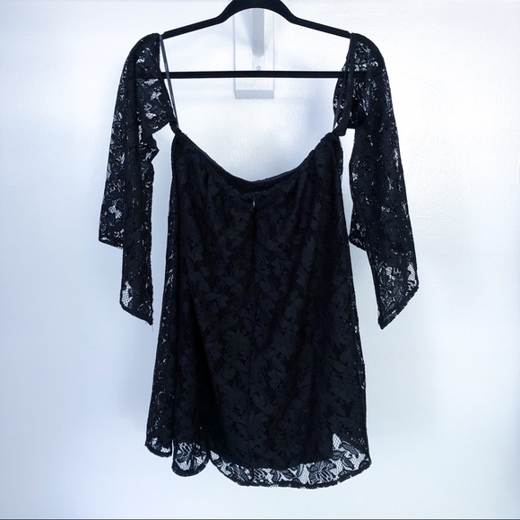 Forever 21 off-shoulder black lace mini dress M - Picture 2 of 6